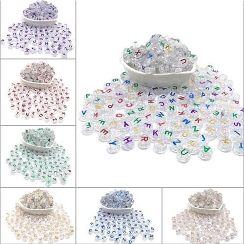 50pcs/Lot 6*10mm Oval Shape Acrylic Spaced Beads English Alphabet Beads For Jewelry Making DIY Charms Bracelet Necklac