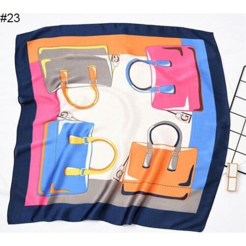 60*60cm New Luxury Brand Letter G Bag Women Twill Silk Scarf Small Square Scarves Print Headband Hijab Choker Neck Tie Girl