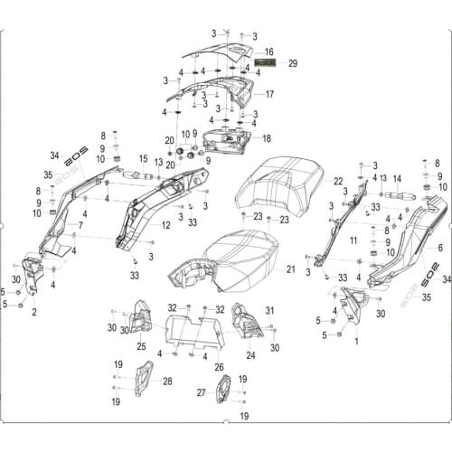 Side cover tail cover seat front seat rear seat tail light rear turning signals page Of Benelli TRK502