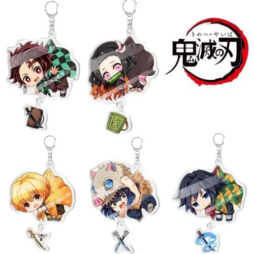 Anime Demon Slayer Kimetsu No Yaiba Keychains Tanjirou Kamado Nezuko Tomioka Giyuu Acrylic Key Chain Cosplay Cartoon Accessories