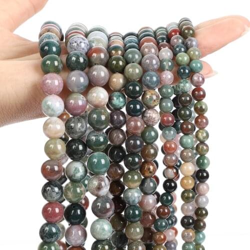 Natural Stone Beads Smooth Indian Agate Round Loose Spacer Beads For Jewelry Making DIY Bracelet Charm Accessories 4/6/8/10/12mm