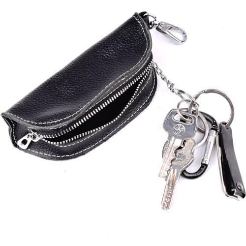Soft Genuine Leather Key Cover Walllet Men Women Zipper Keychain Fashion Car Key Bag Housekeeper for Russia large keys Pouch