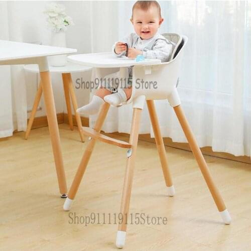 Baby Dining Chair Multifunctional Adjustable Childrens Dining Table Baby Eating Solid Wood Chair Simple European Bb Stool