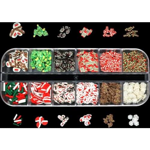 Nail Art Christmas Style Design Slices 3D Snowman Santa Gifts Sequins Polymer Clay Nails Tips Decorations Acrylic Accessories