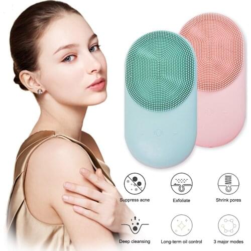 Electric Facial Cleansing Brush Deep Cleaning Face Ultrasonic Silicone Beauty Eye Massage Face Cleansing Instrument USB Charger