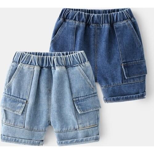 Handsome Cowboy Summer Boys Denim Shorts Cotton Elastic Waist Kids Knee Lenght Trousers Pants Childrens Clothes