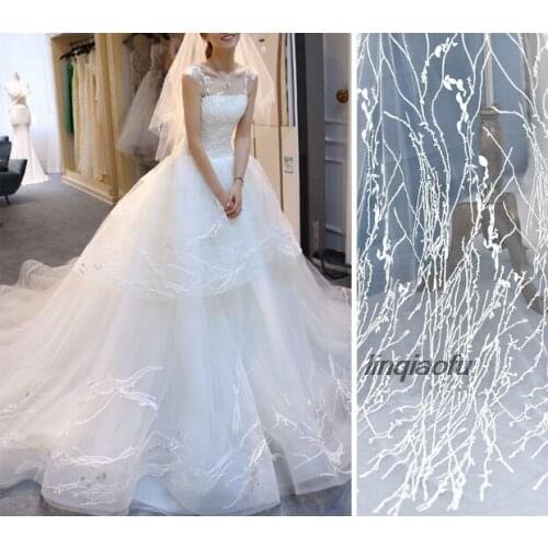 Ruffled embroidery lace fabric wedding dress decoration material handmade diy accessories