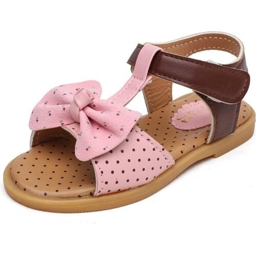 Summer Little Childrens Butterfly-knot Princess Beach Sandals Casual T-Strap Soft Girls Beach Shoes For Kids Toddler Baby Shoes