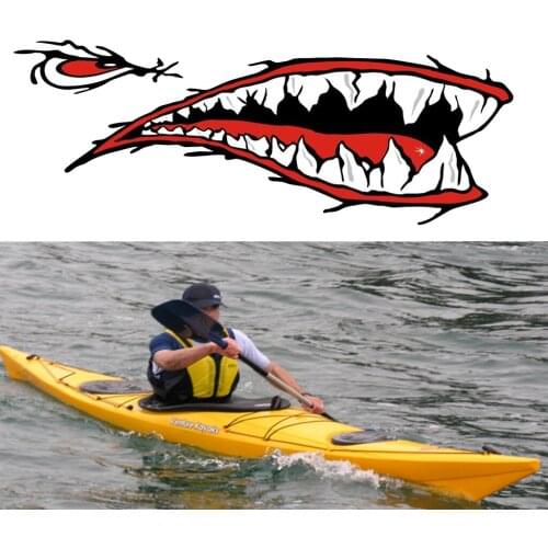 MagiDeal 2x Shark Teeth Mouth Decal Stickers Kayak Canoe Hobbie Ocean Boat + White Anchor Floating Key Ring Key Float