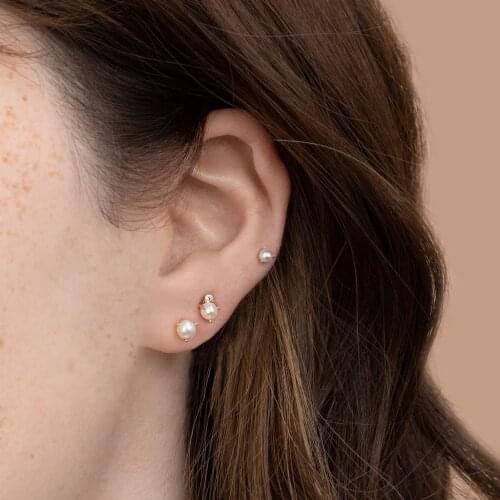 925 Sterling silver small mini stud earring colorful cz sun flower bee pearl minimal delicate stacking stack earrings jewelry