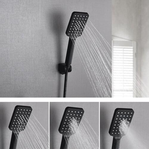 Free Shipping Black Wall Mounted Bath Hand Held Shower Head Adjustable Shower Holder Water Saving Handheld Sprayer with Hose