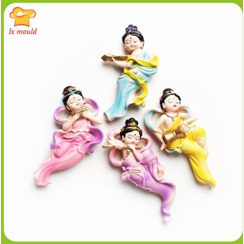 New Creative Dunhuang Mogao Grottoes Flying Angel Silicone Mold Candy Fondant Resin Mould Chocolate Cake Decoration Tool