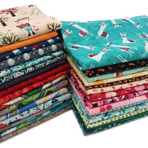 NEW 100% Cotton Sewing Fabric Doll Clothes Cartoon Print Cloth Patchwork Quilt Tissue DIY Handmade 0.914x1.1m
