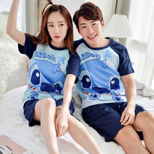 Pijamas for Men Womens Summer Pajamas Short Sets Cute Sleepwear Cartoon Thin Homewear Pijamas Nightie Suit Female Sleep Set