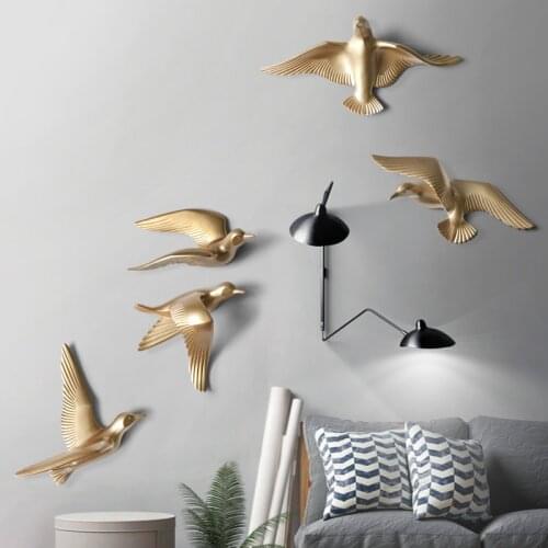 Lifelike 3D Bird Statue Figurines Nordic Style Wall Decorations Seagull Sculpture Craft Ornament Home Decor Punch-free