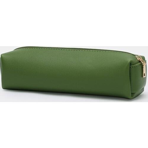 Portable storage bag long pencil case pu leather large capacity cosmetic brush bag art student pencil bag stationery box