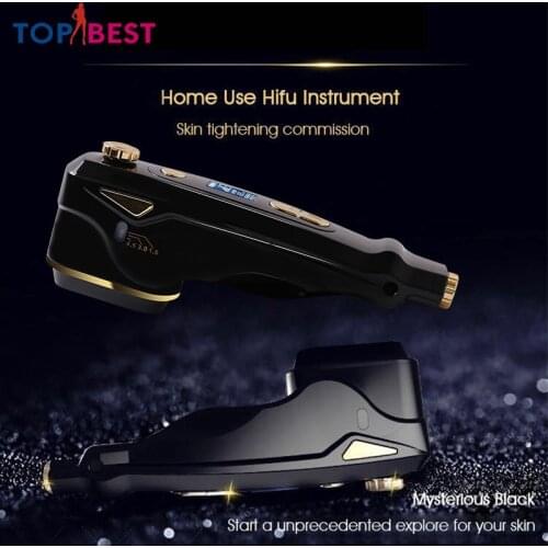 Professional Ultrasonic Black Mini Hifu Machine RF Lifting Face Skin Care Massager Anti Wrinkle Tightening LCD Beauty Device