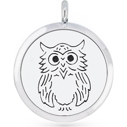 30mm Hollow Owl Aromatherapy Essential Oil Perfume Diffuser Locket Pendant with 6pcs PadS Fit Necklace key Chains