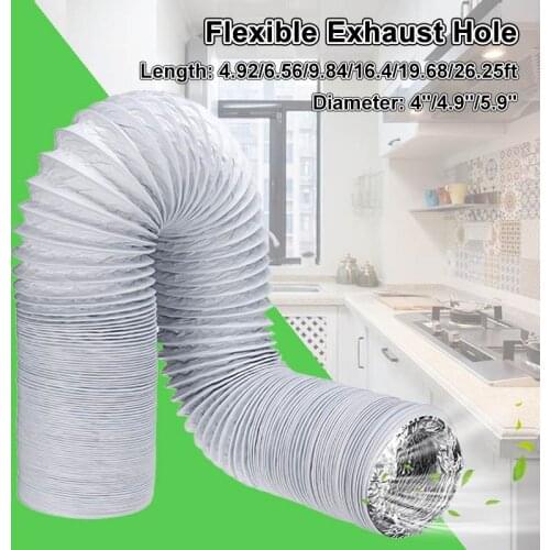 1.5-8M Aluminum Foil Duct Hose Pipes Fittings Kitchen Flexible Exhaust Inline Fan Vent Hoses Ventilation Air Vent Tupe Part