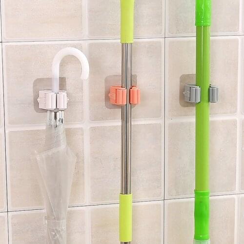 Kitchen goods Shelf Brush Clip Mop accessories Tools Grey home Walls Mounted Behind Organizer Household Bathroom Hook Storage