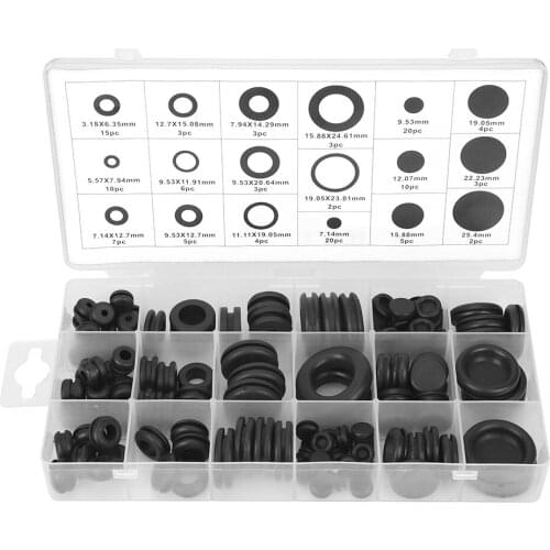 125Pcs Rubber Grommet Assortment Kit Electrical Wire Sealing Gasket Washer Automobile Fuse Rubber Sleeve