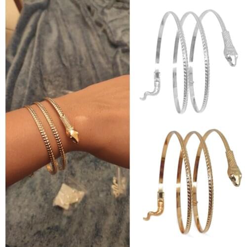Gothic Punk Snake Bracelet Bangles For Women Hyperbole Vintage Bangles Cuff Charm Ethnic Bracelets Femme Jewelry Gift