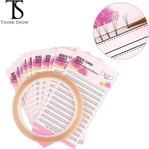 10PCS Eyelash Stick Card with Tapes Grafted Premade Fans Volume Lash Storage Cards Pallet Grafting Blossom Eyelash Makeup Tools