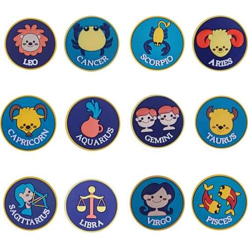 12PCS PVC Cartoon Constellation Fridge Magnetic Sticker Scorpio Aries Capricorn Aquarius Cemini Refrigerator Magnets Memo Holder