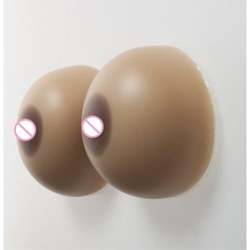 1600g/pair Sexy Textured Nipple Brown Silicone Boobs Classic Round Breast Form For Crossdresser