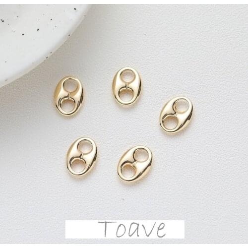 18K Plating Double Circle Bracelet Necklace Copper Link Buckle DIY Earring Accessories Material