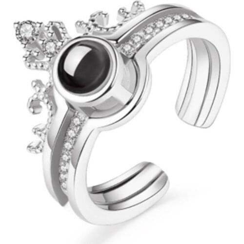 2 pc 100 Languages I Love You Projection Crown Rings For Women Fashion Jewelry Romantic Love Memory Wedding Ring Sets Gifts Hot