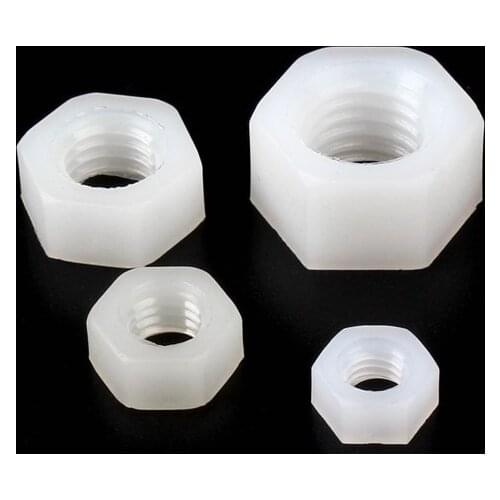 50Pcs DIN934 M2 M2.5 M3 M4 M5 M6 M8 M10 M12 PA66 Nylon Hex Nut Hexagon Plastic Hex Nuts