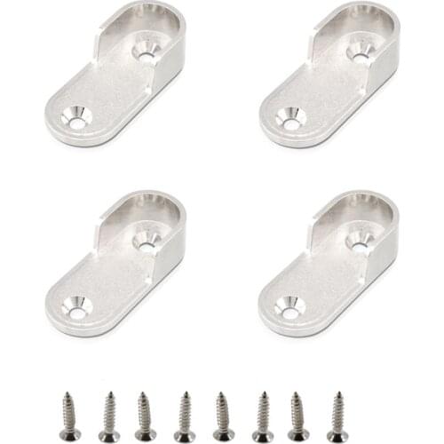 4PCS Oval Closet Rod End Support,Zinc Alloy Closet Pole Socket Rod Flange Holder Bracket for Wardrobe Closet,Easy Install&Remove