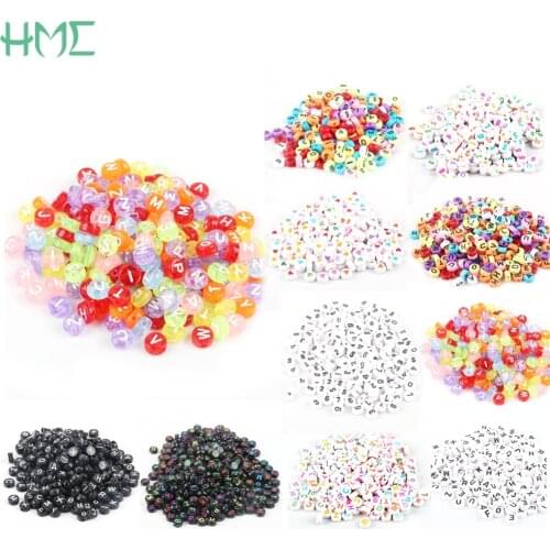 100pcs Acrylic Flat Round English Russian Letter Alphabet Arabic Numbers Loose Bead For DIY Bracelets Necklaces Jewelry Making