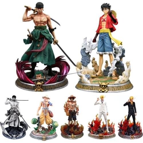 Anime One Piece GK Roronoa Zoro Luffy Vinsmoke Sanji Ace Figurine Statue Action Figure Desktop Decoration Collection Model Toy