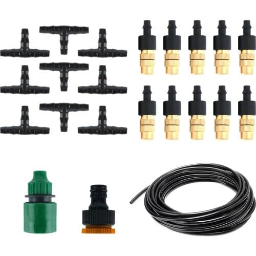 BORUiT 5M DIY Drip Irrigation Watering Kits 4/7mm Automatic Micro Home Garden Hose Irrigation System Misting Cooling System