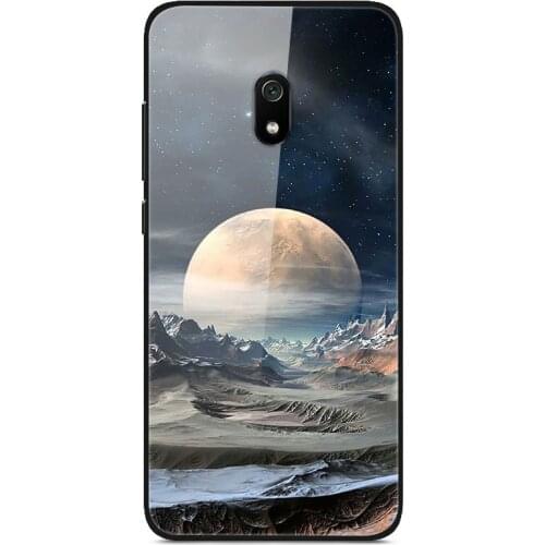 For Xiaomi Redmi 8A Phone Case Tempered Glass Case Back Phone Cover With Black Silicone Bumper Series 2