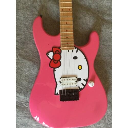 Electric guitar / pink, cartoon cat cute Guitar / customizable guitar color / China Electric Guitar