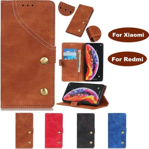 For Redmi NOTE 8 7 6 5 K20 PRO GO 7A 6A S2 Y2 A2 Lite Flip Retro Denim Leather Wallet Card Bag Adsorption Kickstand Case Cover