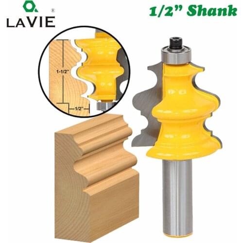 LAVIE 1pc 12mm1/2 Inch Shank Architectural Molding Line Router Bit Woodworking Crown Milling Cutter for Wood Bit Face Mill 03081