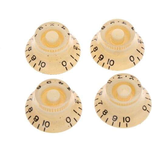Musiclily Pro Inch Size Guitar Top Hat Bell Knobs Compatible with USA Made Les Paul Style Electric Guitar, Cream (Set of 4)