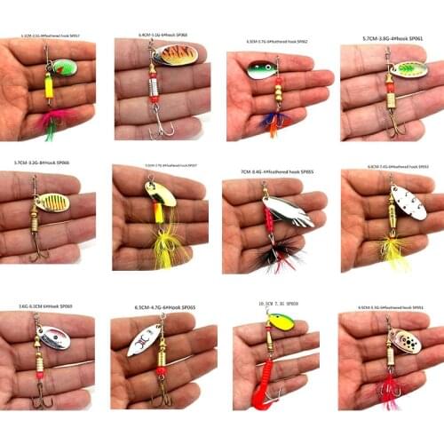 HENGJIA hard metal spinnerbaits blade sequins fishing lures spinner spoons baits pesca fishing tackles with treble hooks