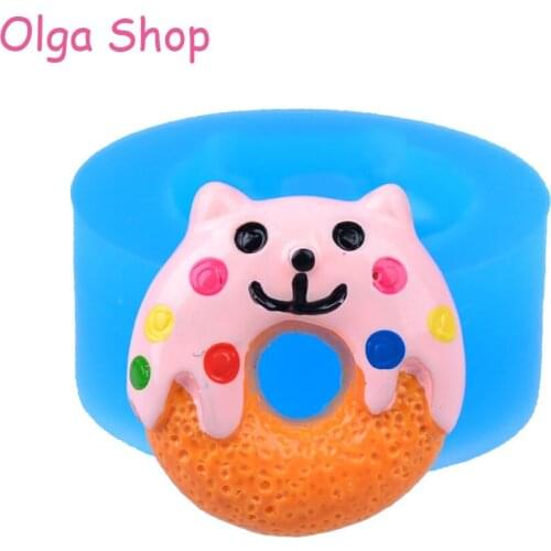 TYL013 19.8mm Cat Donut / Doughnut Silicone Mold Cake Decoration, Fondant, Resin, Chocolate, Cookie Biscuit, Clay, Candy, Wax