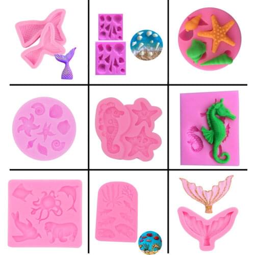 Beautiful Mermaid Series Pink Silicone Mold Food Grade Fondant Cake Decoration Tool Resin Mold Diy Chocolate For Keychain E011