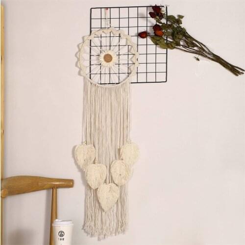 Handwoven Macrame Sunflower Leaves Walls Decorative Tapestry Bohemian Home Decor Wall Hanging Room Cotton Rope Woven Tapestries