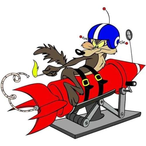 Cartoon Car Sticker FOR Wile E Coyote Rocket Vinyl Decal Anime Car Styling Waterproof Accessories,13cm*11cm