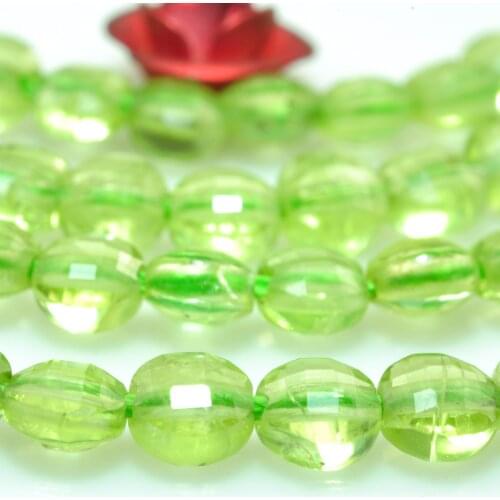 Natural Green Peridot Faceted Coin Beads Wholesale Loose Gemstones Semi Precious Stones for Jewelry Making Diy Bracelet Necklace