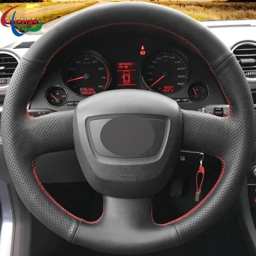 DIY Non-slip Black Leather Steering Wheel Cover For Audi A4 (B8) 2005-2012 A6 (C6) 2007-2011 Seat Exeo 2009-2012 Car Accessories