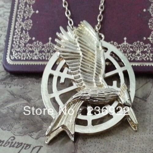 Can mix color)New Wholesale 20pcs/lot Movie Charm Hunger Games 2 catching fire Laugh at the bird Pendant Necklace Men Jewelry