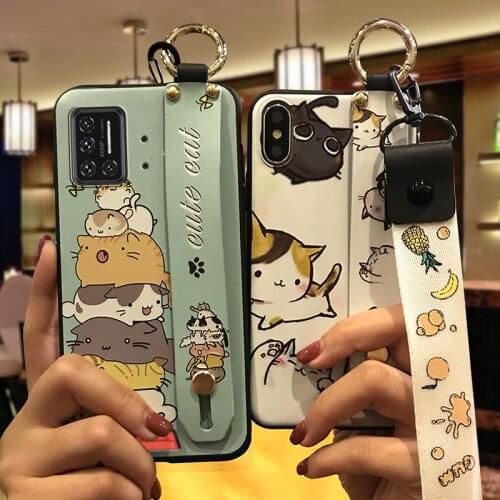 Anti-knock Back Cover Phone Case For UMIDIGI Bison/2021 Phone Holder Wristband Kickstand Shockproof